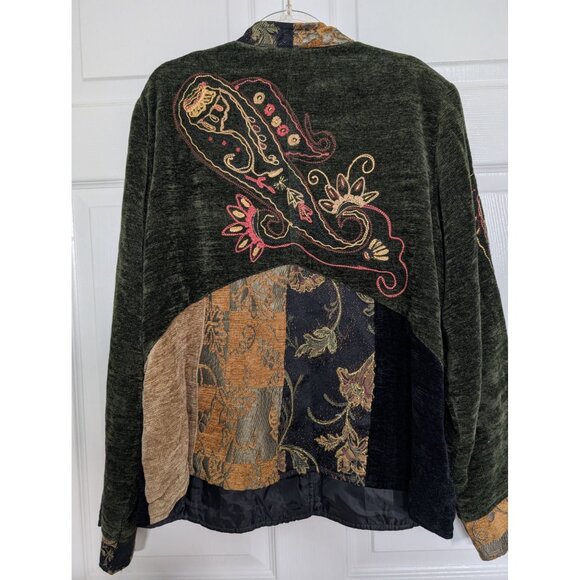 Indigo Moon Embroidered Paisley Jacket Womens Size Medium Green Artsy Boho - Picture 10 of 14